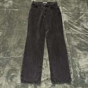 PacSun Dad Jeans Women's 26 Black Denim Cotton 5-Pocket Distressed Straight Leg